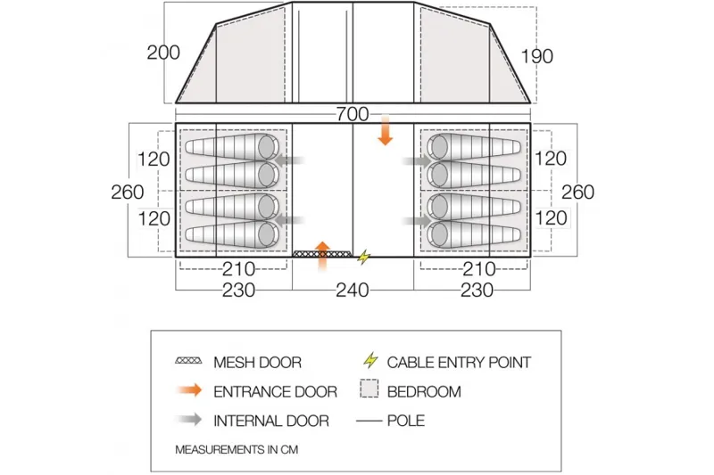 Vango Longleat II 800XL 8 Man Tent in Herbal-1